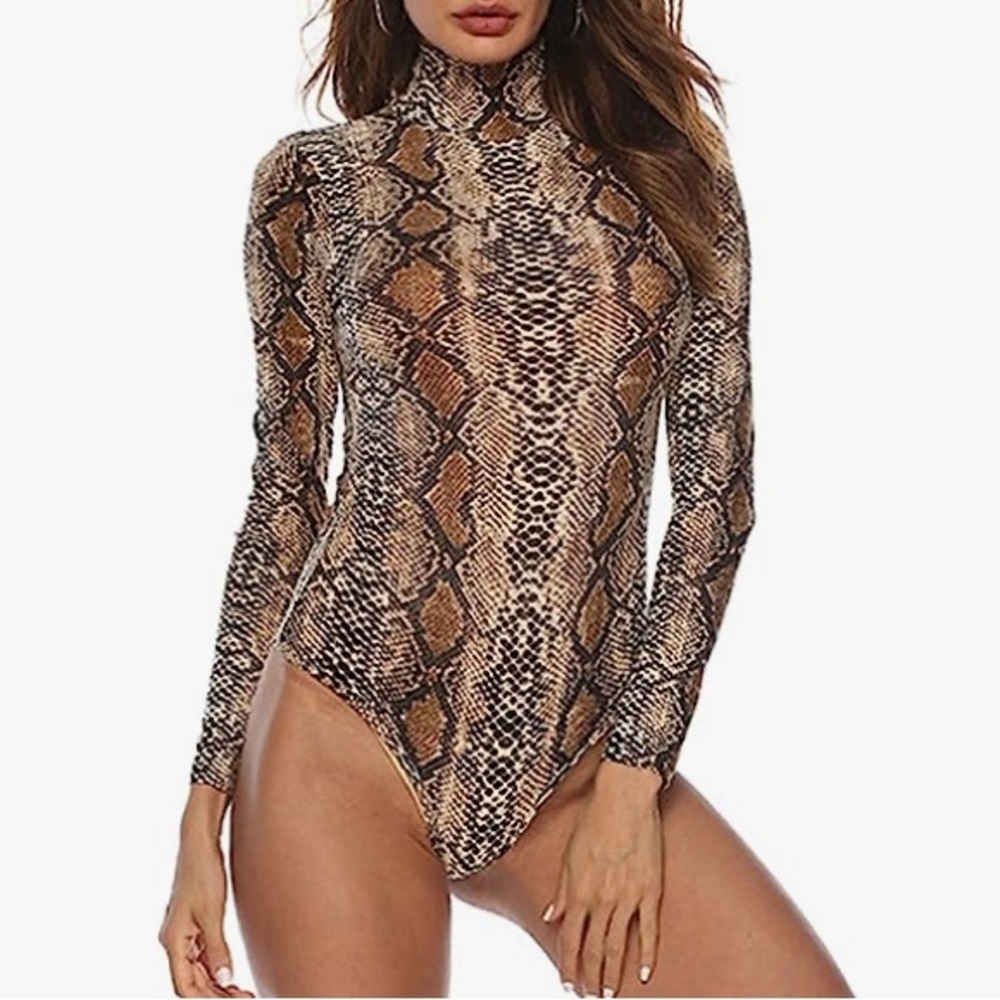 Snakeskin long sleeve bodysuit